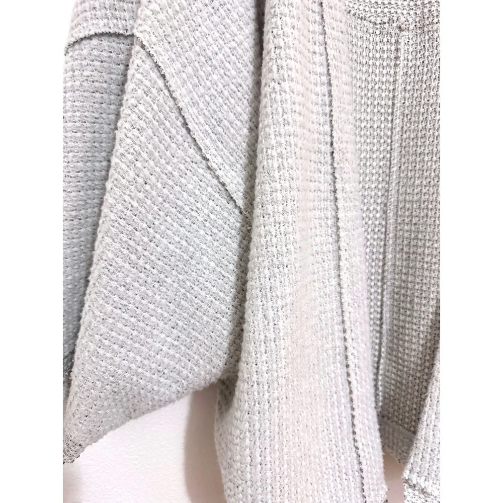 Maeve by Anthropologie Light Gray Waffle Oversized Cardigan Sweater